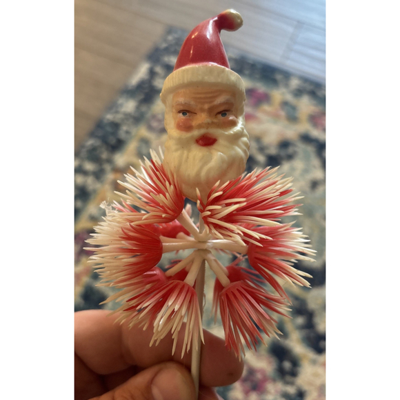 CENTURY Other - Vintage Atomic Santa Pick Ornament Spiky Starburst Sputnik Era, Mid Century Rare